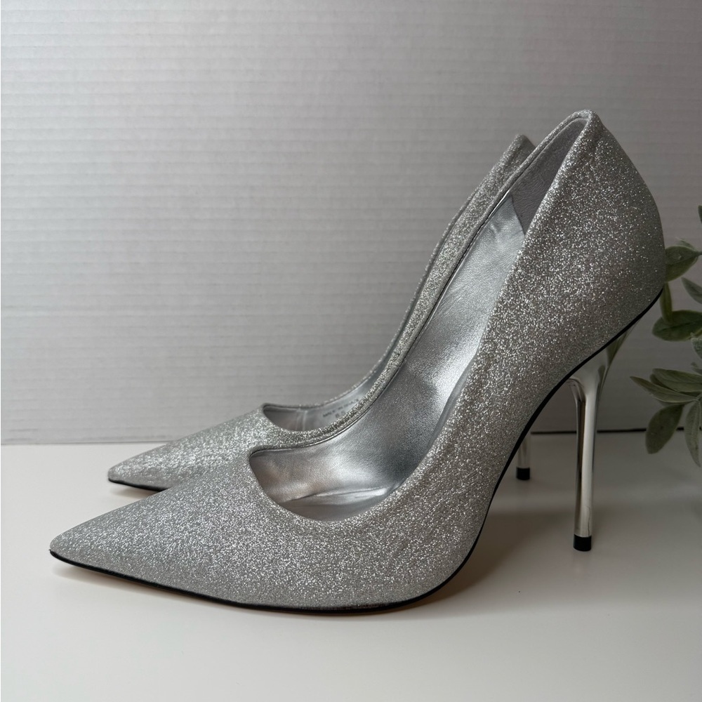 Good American Classic Glitter Heels NWT Sparkly Metallic Stilettos Streetwear